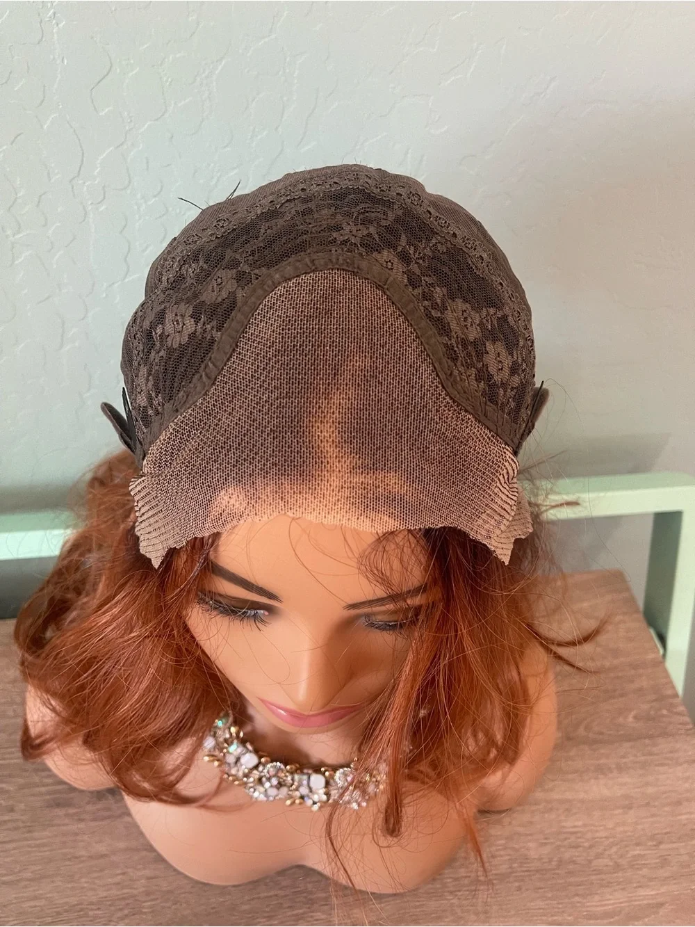 Kome Women's Long Wavy Lace Front synthetic Wig - Copper Red